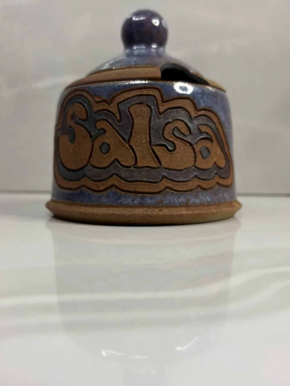 Vintage 1990 Tim Hahne Studio Art Pottery Salsa Jar Handmade North Carolina